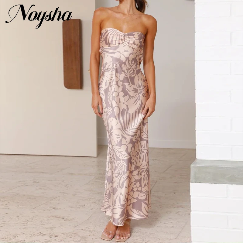 

Женское модное атласное платье с принтом и лямкой на шее, женское сексуальное длинное платье-футляр с открытыми плечами, летнее повседневное пляжное платье для отпуска, платья