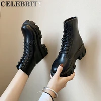 botas women motorcycle ankle boots wedges female lace up platforms spring black leather oxford shoes woman 2021 botas mujer
