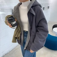 autumn and winter fashion thicken both sides wear lamb wool coat female ins loose new harajuku tooling cotton padded clothes
