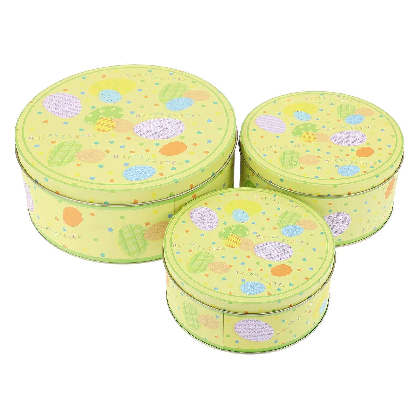 

Easter Box Tin Candy Boxes Cookie Gift Tins Tinplate Container Metal Round Biscuit Party Treat Egg Empty Cookies Jar Case