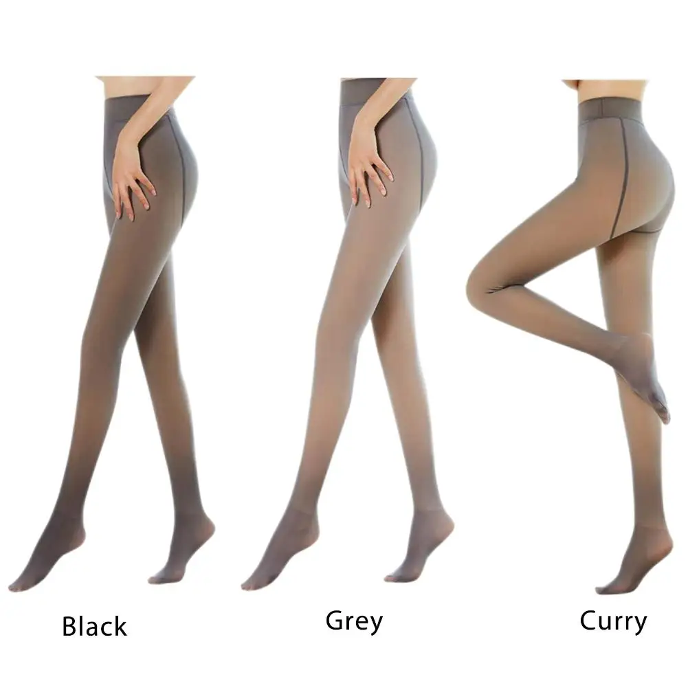

Нейлоновые колготки с флисовой подкладкой для женщин, эластичные плотные зимние колготки (черные, 85 г)