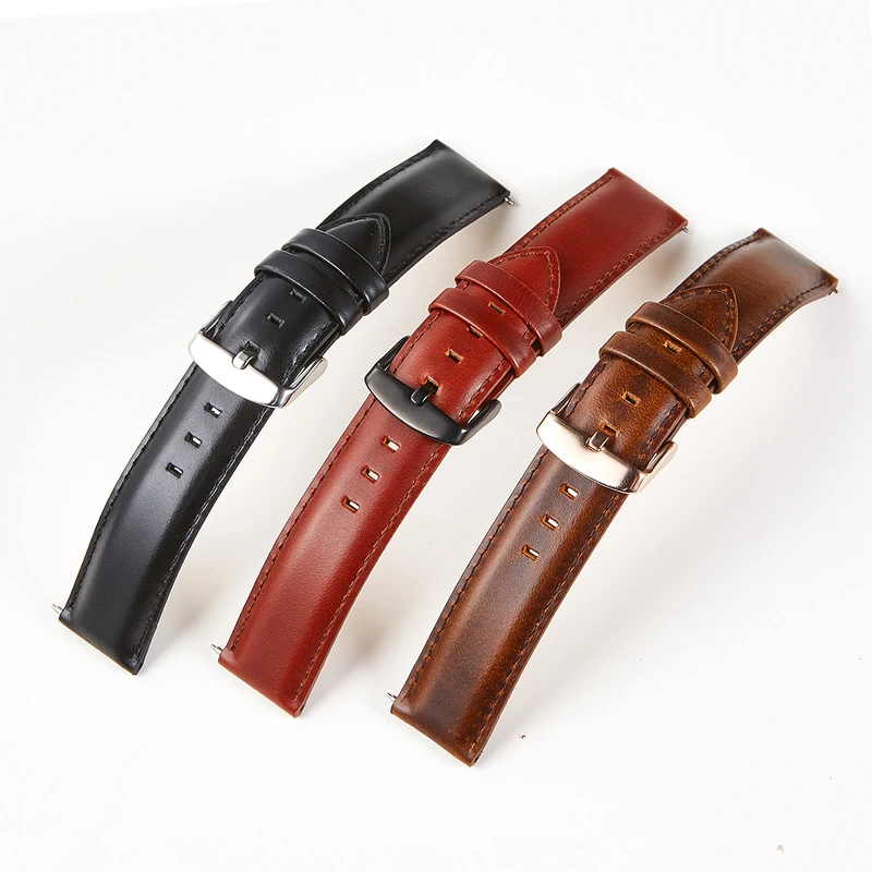 Retro cow leather Strap 18mm 20mm 22mm Watch Band Smart Quick Release Strap Men Sports Loop Smart Watch Women Bracelet Strap