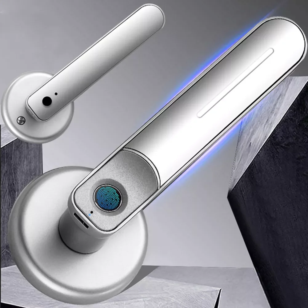 

Fingerprint Door Lock Handle USB Rechargeable Anti Theft Smart Biometric Keyless Security Entry Electronic Lock with 2 Keys