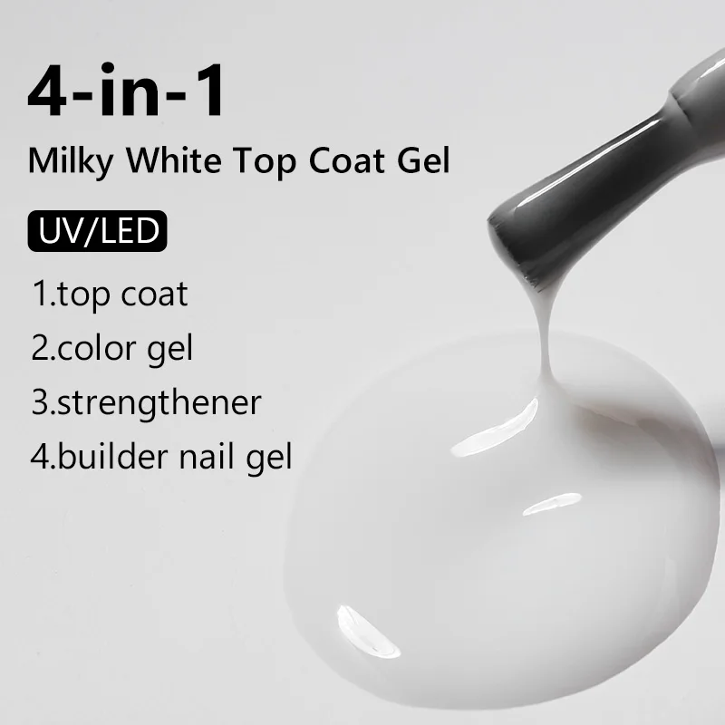 Гель-лак полупрозрачный молочный полуперманентный для ногтей 10/30 мл