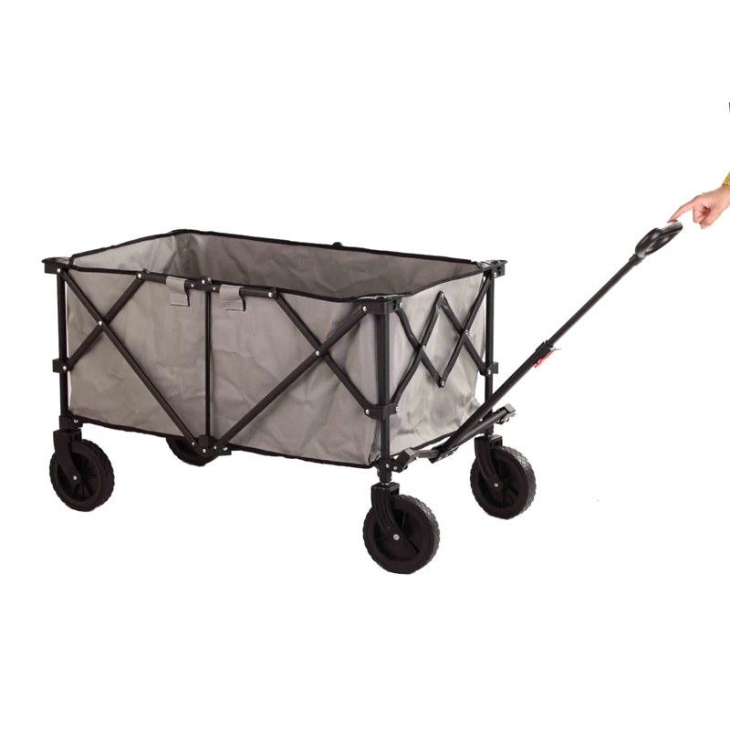 

Collapsible folding heavy duty garden pull wagon folding outdoor camping cart with 7 inch wide wheels
