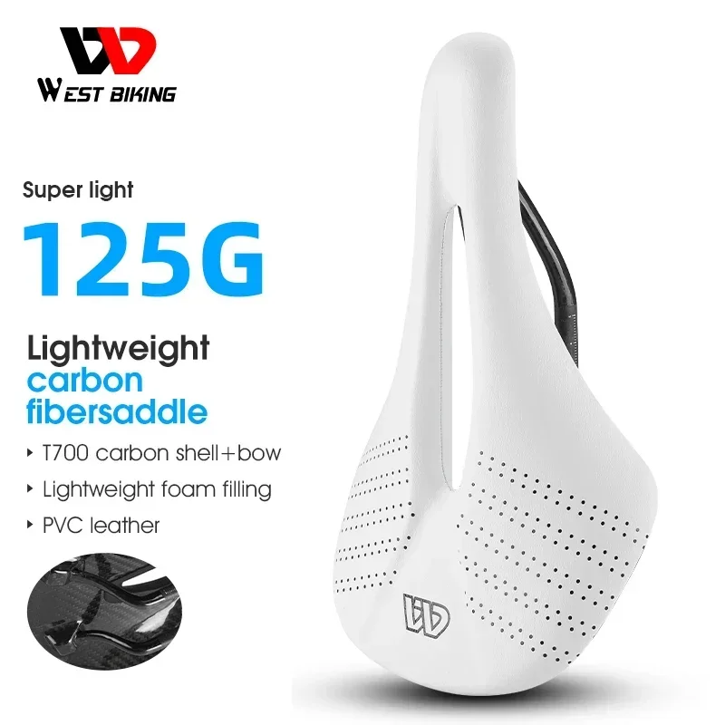 WEST BIKING Сверхлегкое T700 карбоновое скоростное седло для шоссейного велосипеда