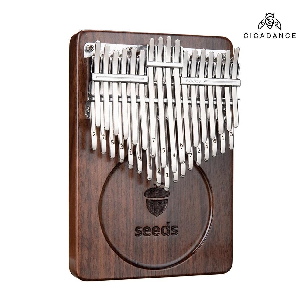 Chromatic Kalimba 34 Keys Double Layer Thumb Piano B / C Key Black Walnut Music Instrument Gifts With Storage Bag Accessories enlarge