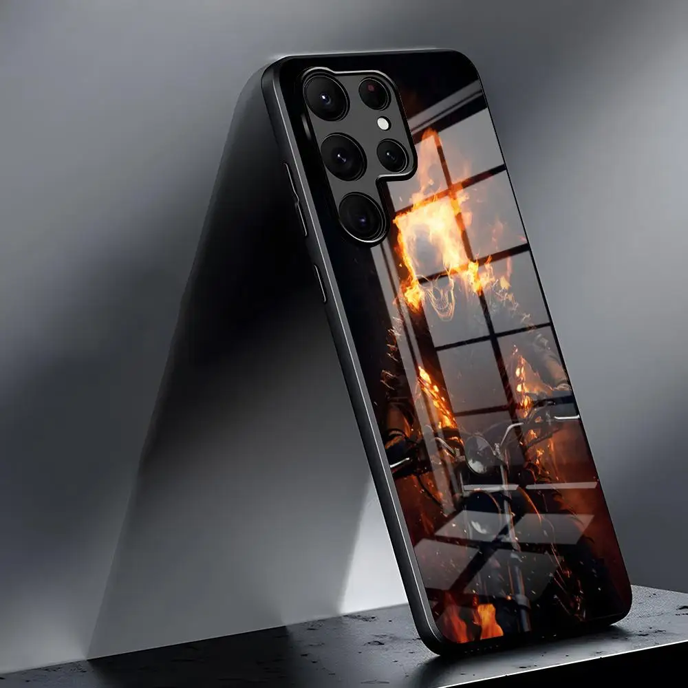 Чехол для телефона Ghost Riders Samsung S20 S24 S23 S22 S21 A53 A54 A24 Note 20 Ultra Plus стеклянный чехол