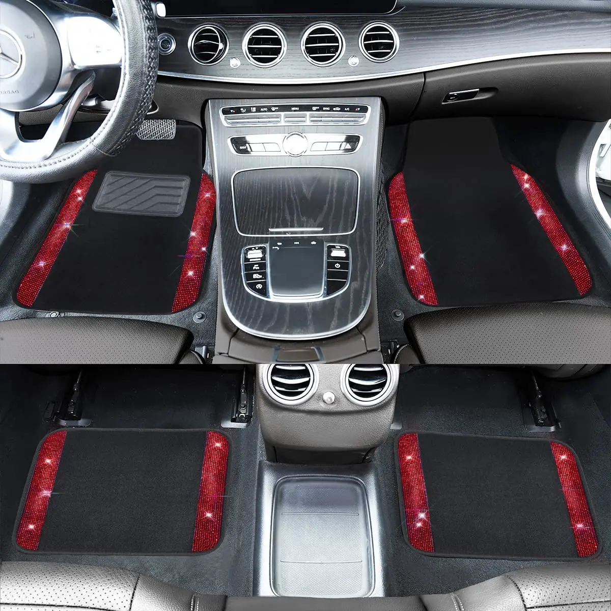 

4pcs Car Floor Mat Foot Pad Universal Girl Rugs Carpet Short Wool Suitable For Most Cars Accessories Interior Decoration Diamond