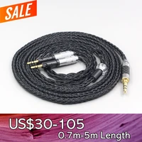 ln007473 6 35mm 4 4mm 2 5mm 16 core 7n occ black braided earphone headphone cable for audio technica ath r70x