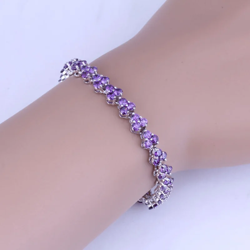 

Высококачественные ювелирные изделия для вечерние Ринок, фиолетовые кристаллы, римские браслеты, длина цепочки 18,5 см, B0062