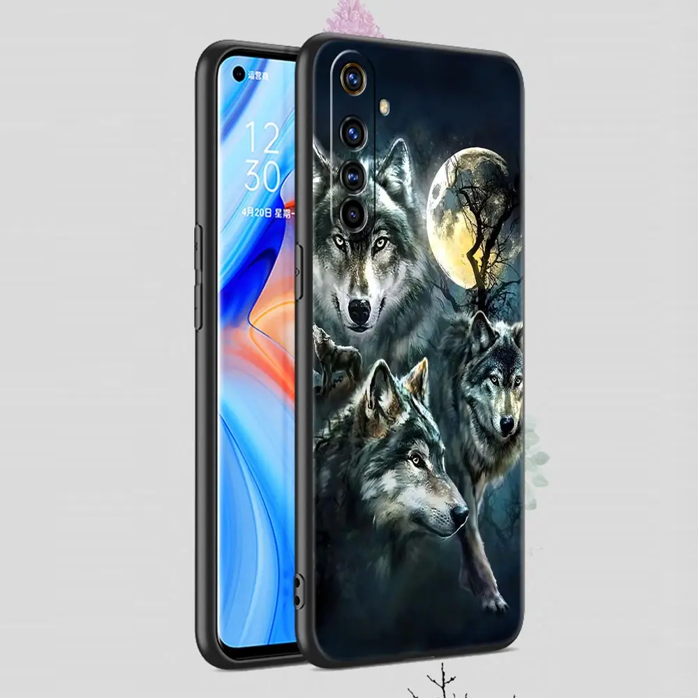 Soft TPU Case For Realme C67 C63 C55 C53 C25 C21 10 11 12 13 GT 2 3 5 Pro Plus 5G Shockproof Phone Cover Moon Roaring Wolf Capas (art.: 3920d970fac70) - 3920d970fac70