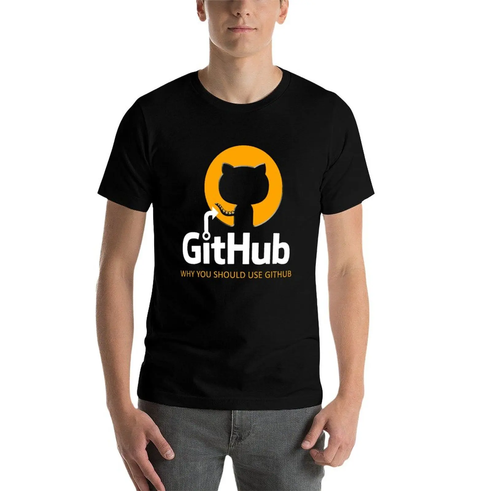 Фото Почему вы должны использовать футболку Github, хлопковая футболка, мужские футболки из 100% мужчин, футболка №4