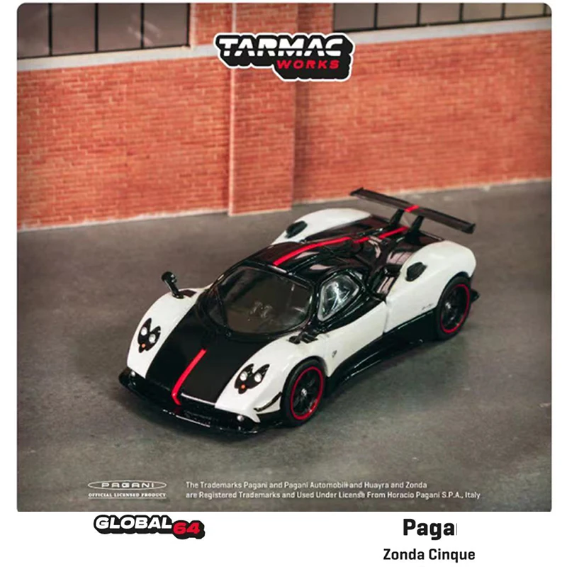 

Tarmac Works 1:64 Model Car Paga Zonda Cinque Bianco Alloy Die-Cast Vehicle-White