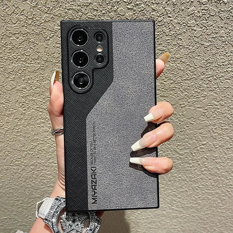 Luxury Double Color For Phone Case Samsung Galaxy S24 S23 S22 S21 Ultra Plus Leather Shockproof Pattern Slim Bac