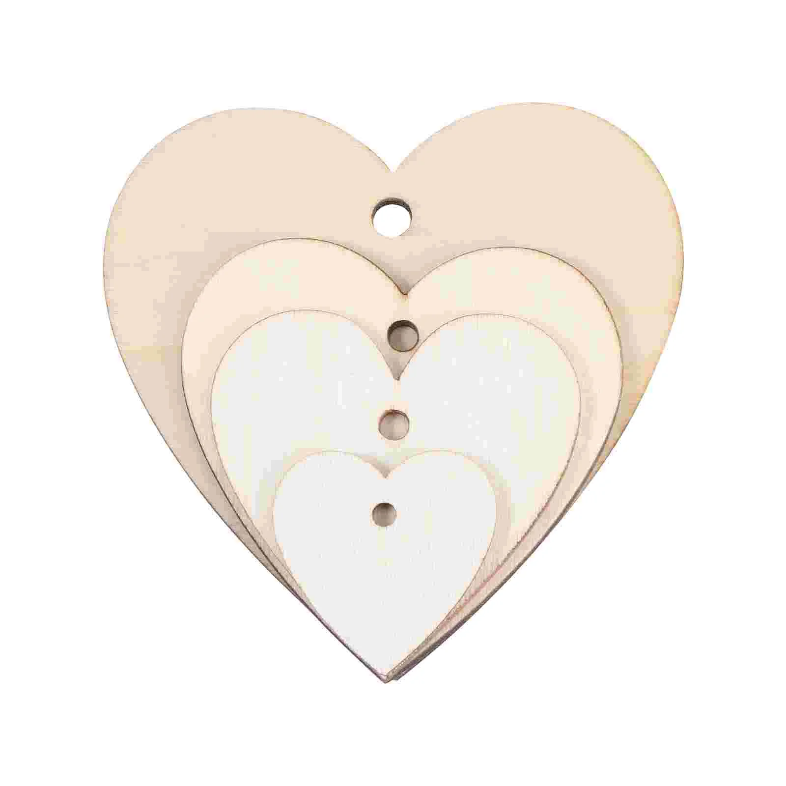 

110pcs Creative Valentine Heart Shaped Unpainted Decorative Tags Slices with Rope