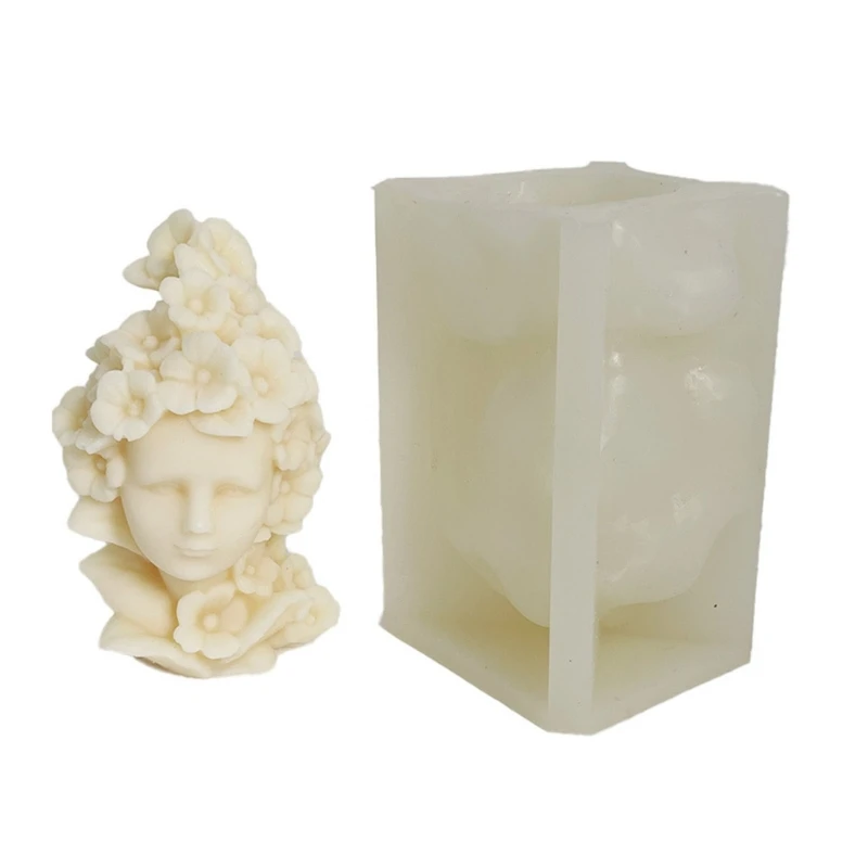 

3D Candle Silicone-Mold Chrysanthemum Girl Ornament Resin Molds Candle Craft