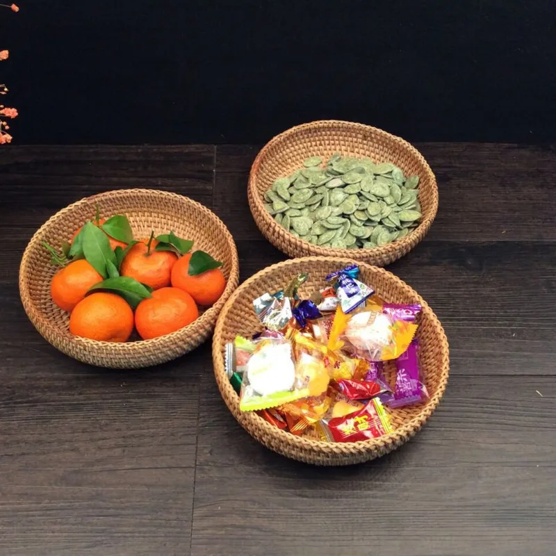 

Корзина из натурального материала, плотно плетеная корзина для фруктов, прочный и прочный кухонный Органайзер