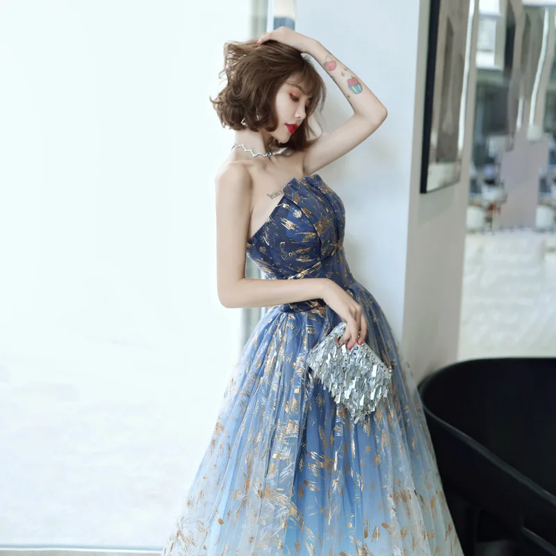 

Women Glitter Print Dresses Sexy Bandage Off Shoulder Backless Mermaid Dress Party Starry Sky Sequins Dress Club Party Wear Blue