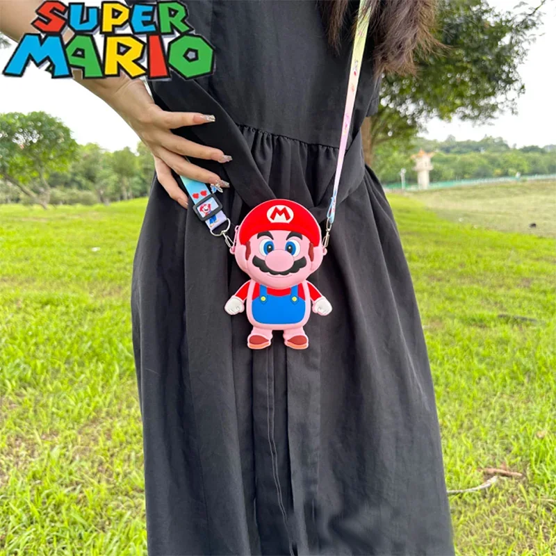 

Super Mario Bros Children's New Cartoon Cute Mario Slant Bag Men and Women's Daily All-in-one Change Bag Earphone Bag Gifts