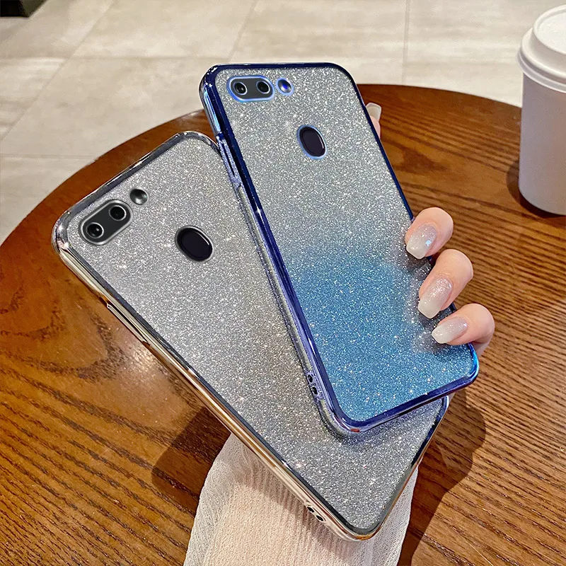 Задняя крышка для телефона R15 роскошное блестящее покрытие Мягкая силиконовая