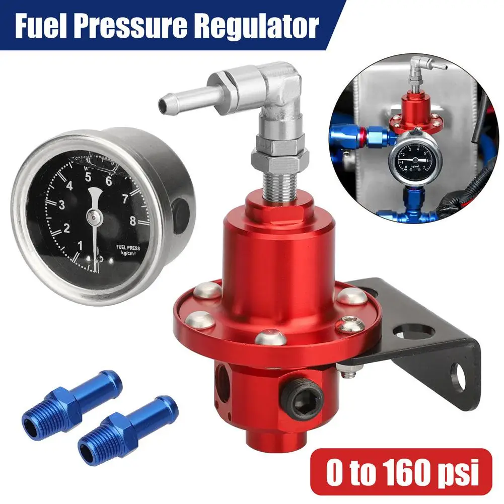 

Car Fuel Pressure Regulator With Oil Gauge Kit S-type Universal Adjustable 0-160psi Fuel Booster Parts Dropship