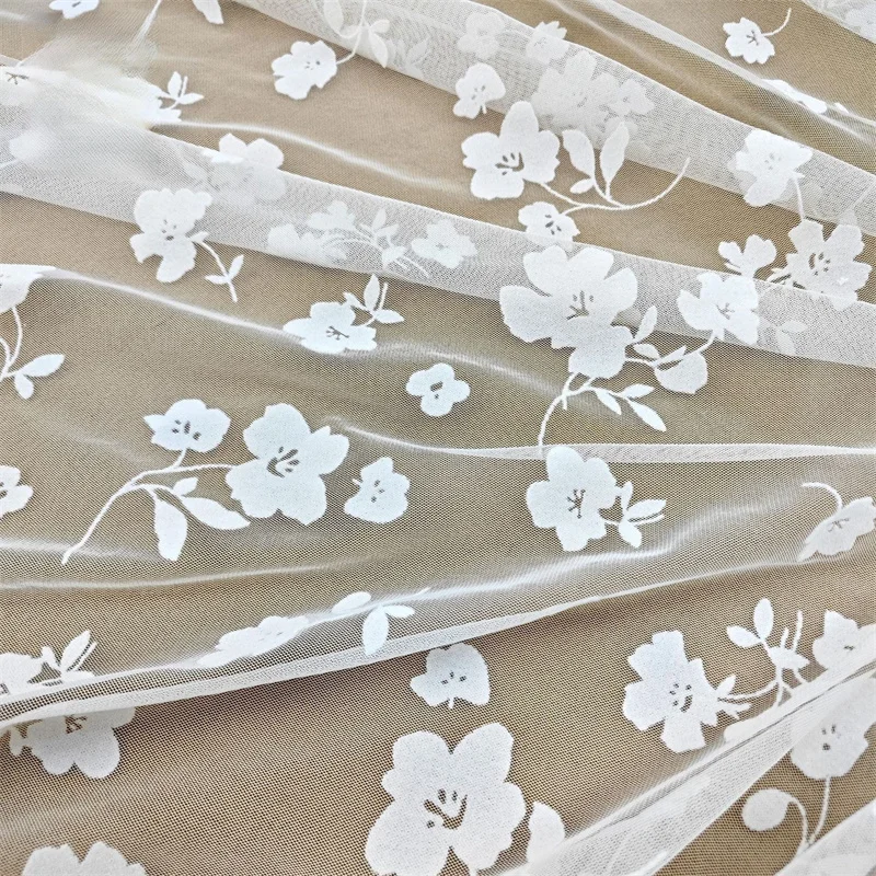 1 ярд мягкие флокированные лепестки свадебный тюль кружевная ткань цветы