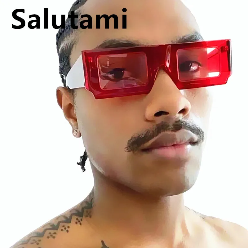

New Fashion One Piece Square Sunglasses For Men Vintage Red Blue Hip Hop Sun Glasses Women Gradient Shades Eyewear Uv400 Green