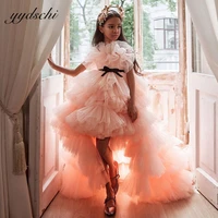 pink ball gown elegant flower girls dresses for wedding 2022 high low tulle party princess birthday piano performance dresses