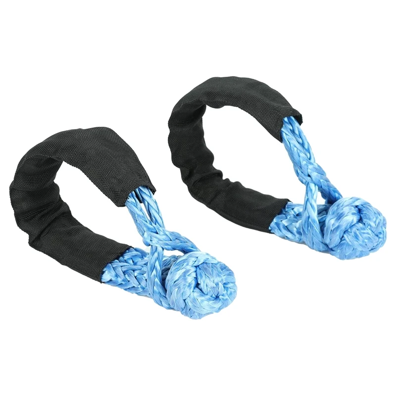 

2PCS 1/2Inch X 22Inch Soft Hook And Loop Rope Synthetic Recovery Strap 43000LBS Breaking Power Blue