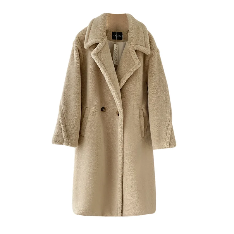 

Высококачественное пальто из искусственной овчины для женщин, зимняя куртка из искусственного меха, длинный плюшевый Пушистый Плюшевый Тедди, новинка 2023, теплая верхняя одежда