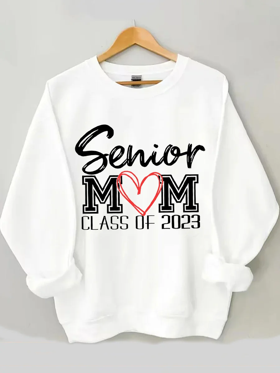 

Senior Mom Class of 2023 Print Europe and The United States Loose Cotton Women's T-Shirt Versatile Show Thin Sweater