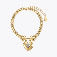 enfashion heart shaped colored zirco bracelet for women stainless steel fashion jewelry gold color chain bracelets party b222277