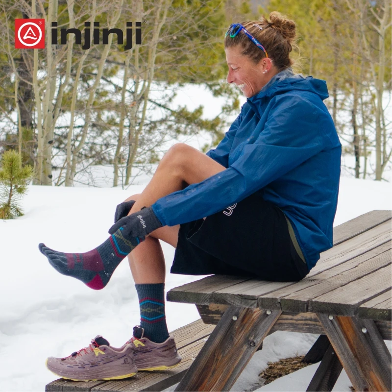 Носки Injinji с пятью пальцами длинные утолщенные носки для походов на открытом