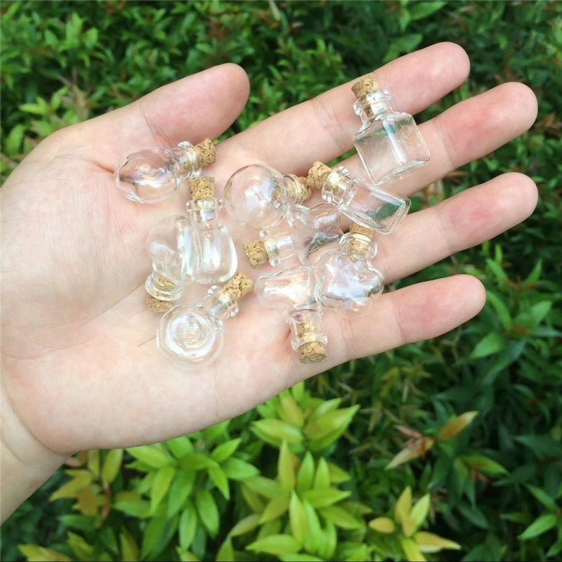 

10Pcs Transparent Glass Empty Sample Jars Wishing Bottle Storage Vials DIY Pendants Cork Stopper Home Party Wedding Decoration