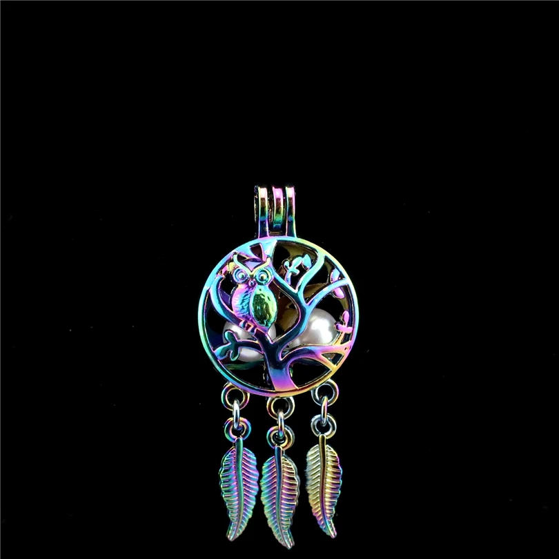 

10PCS Tree of Life Owl Lucky Dreamcatcher Bead Cage Locket Pendant Necklace Keychain Jewelry Making Craft Supplies Accessories