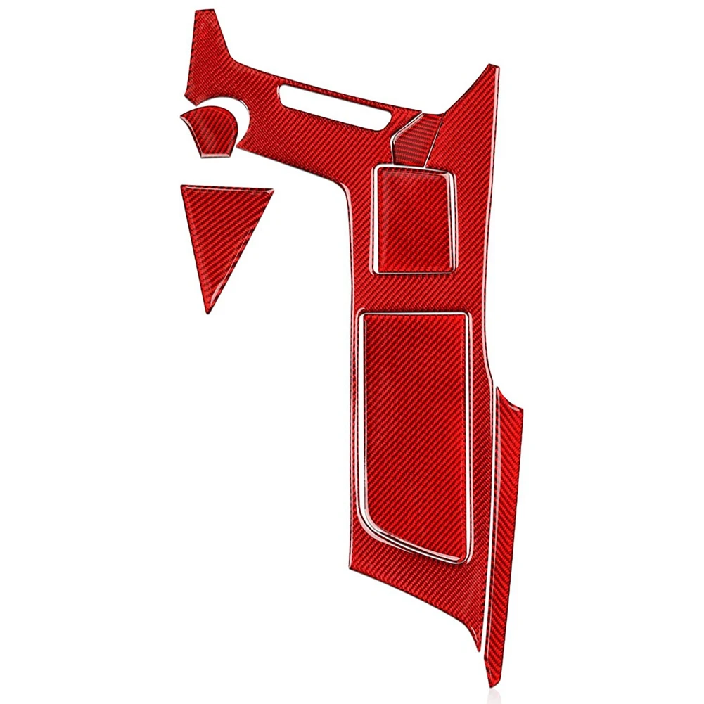 

Central Console Cup Holder Cover Trims Sticker Kit Decal Carbon Fiber for Chevrolet Corvette C7 2014-2019 Interior,Red