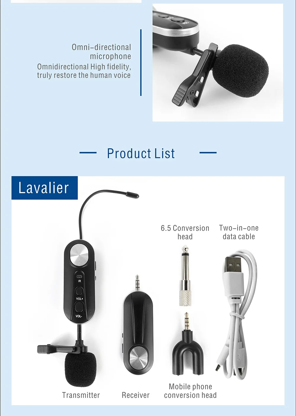 HONGUAN bezprzewodowy uniwersalny mikrofon krawatowy klapowy do wzmacniacza głosu głośnik Karaoke komputer nauczanie spotkanie joga śpiewaj