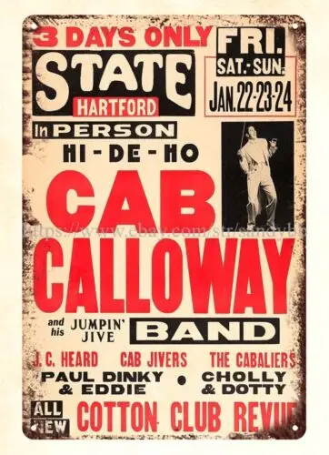 Металлическая художественная стена 1943 Cab Calloway Постер для концерта металлический