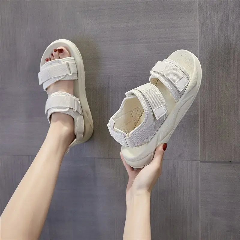

2022 Mix Color Platform Sandals Women Open Toe Non-slip Sports Sandals Ladies Comfortable Mesh Med Heels Summer Walking Shoes