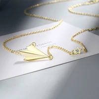 new fashion simple paper plane pendant necklaces for women cute star crystal female neck accessories for friendship tiny gifts