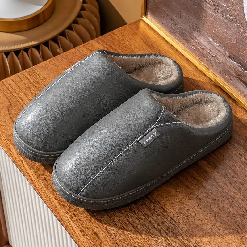 

Cotton slippers female winter indoor home warm waterproof non-slip home lovers plush slippers men autumn and winter