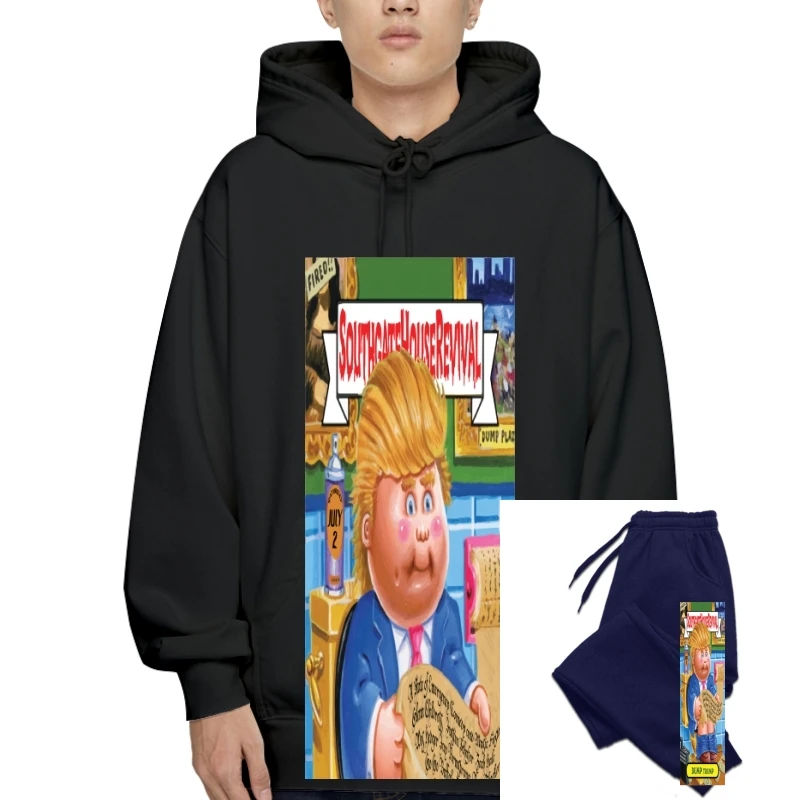 

Толстовка свитшот с капюшоном Свитшот с изображением мусорного ведра для детей мужские белые флисовые размеры от S до 3XL Дональд давль Трамп