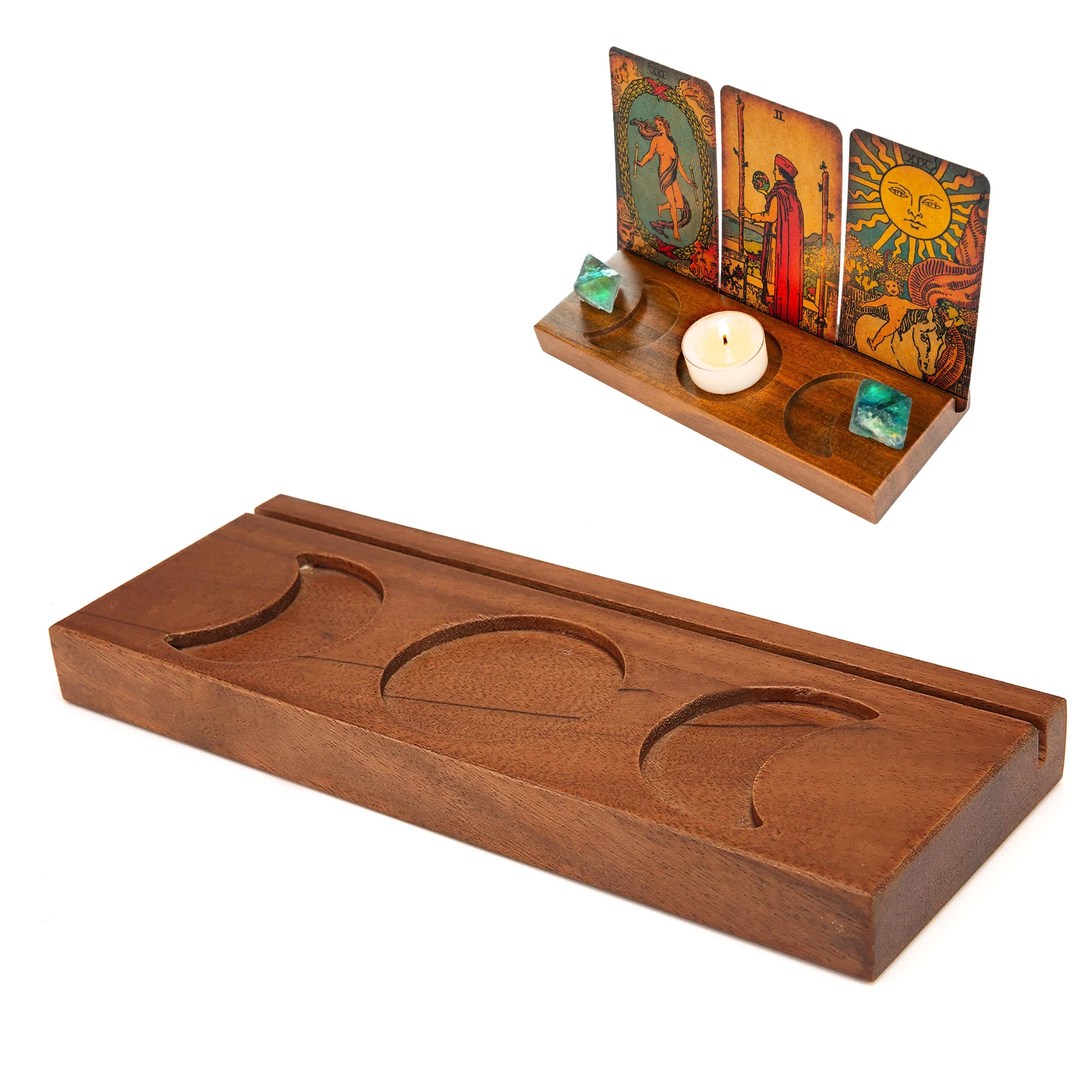 

Wooden Tarot Card Holder Moon & Sun Phase Tarot Card Altar Stand Witchcraft Divination Tools And Spiritual Decor Altar Decor