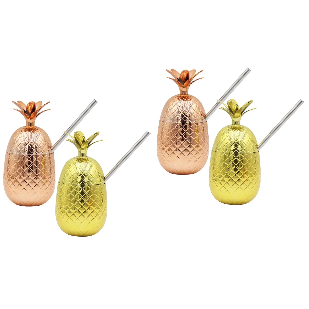 

4 Sets Pineapple Cup Cocktail Cup Straw Pineapple Cup Cocktail Cup for Holiday Party