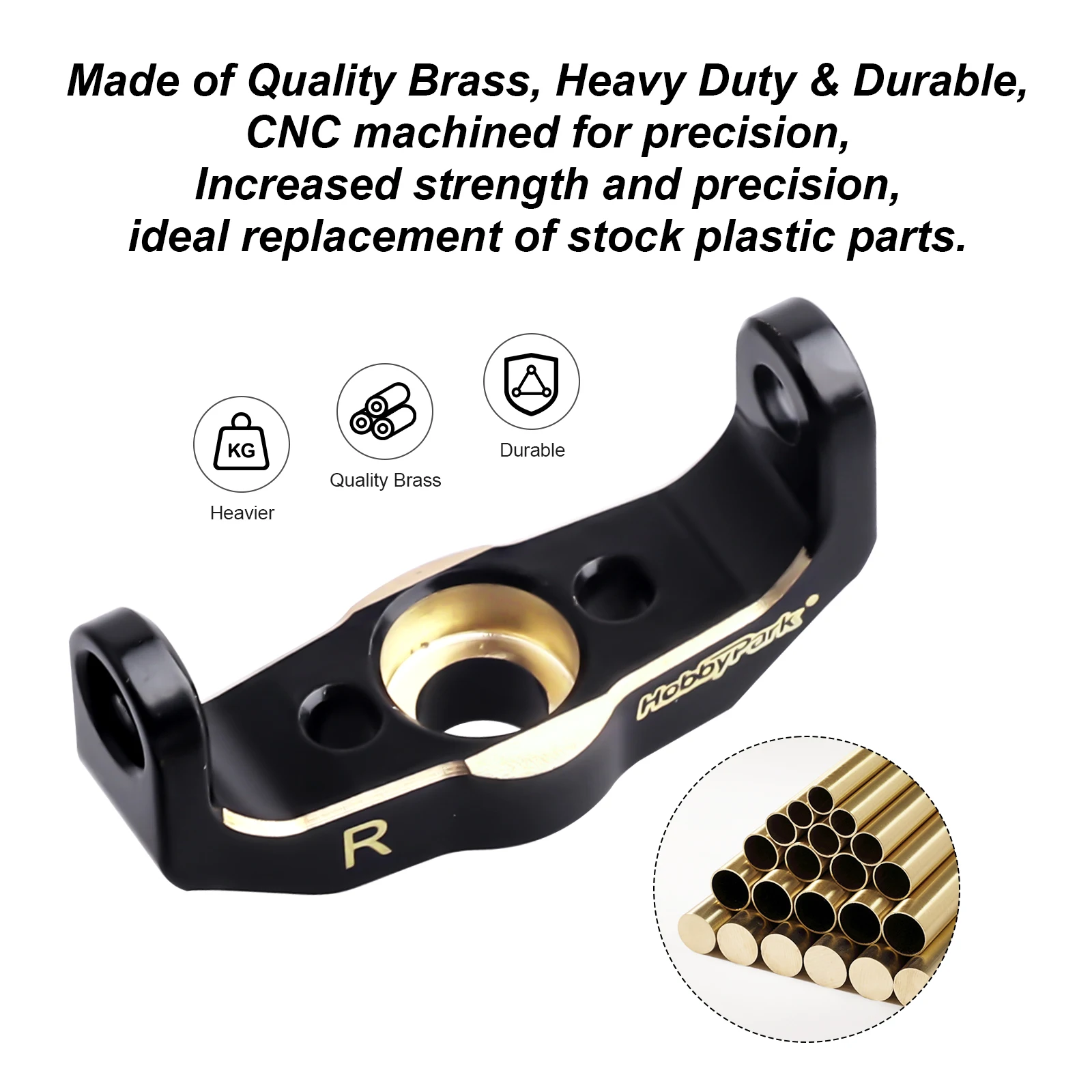Фото Блоки-грузики HobbyPark Brass Caster Blocks C-Hubs для радиоуправляемых краулеров TRX4M/TRX4MT 1/18, замена 9733, левый и правый, 2 шт. №3
