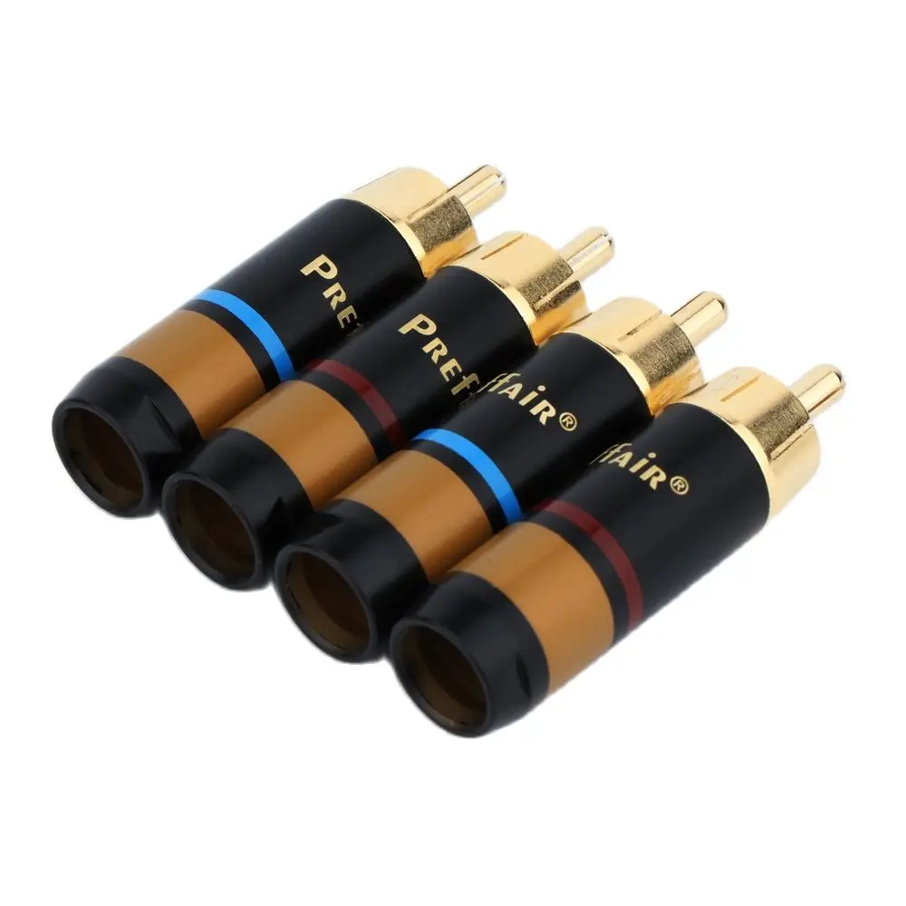 4Pcs Preffair High Quality R1759 HiFi RCA Plug Gold Plated RCA Male Plug Connectors Audio Adapter DIY For Hifi systems