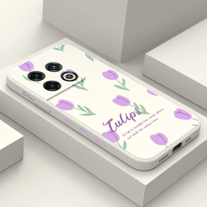 

Purple Tulips Phone Case For Oneplus 11 11R 10 10R 10T 9R 9RT 9 8T 8 7 7T Pro 5G Liquid Silicone Cover
