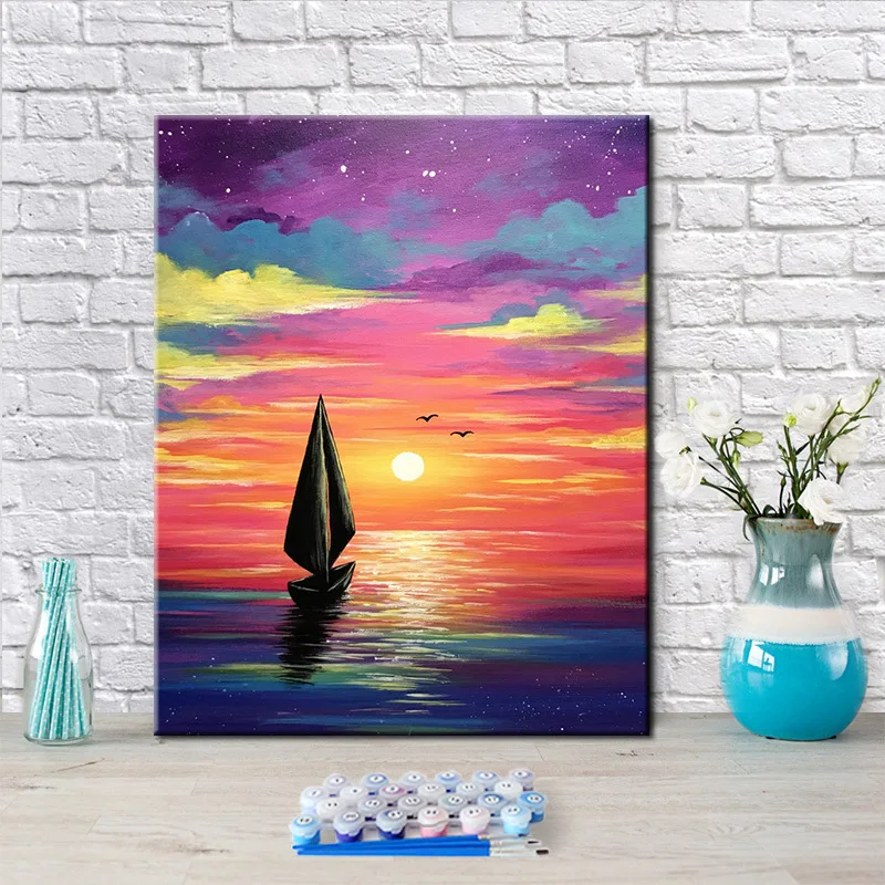 

4279Ann-Tulip diy digital oil painting oil painting acrylic flower painting explosion hand-filled landscape painting