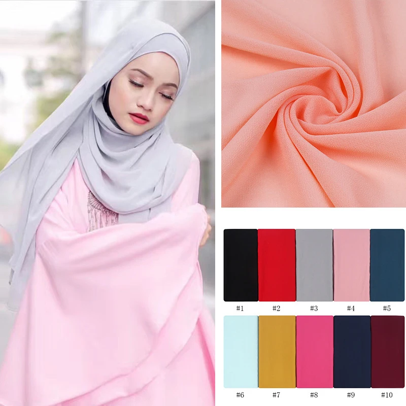 

Plain Muslim Chiffon Hijab for Women Shawls Scarf Women Solid Color Head Wraps Hijabs Scarves Ladies Foulard Femme Muslim Veil